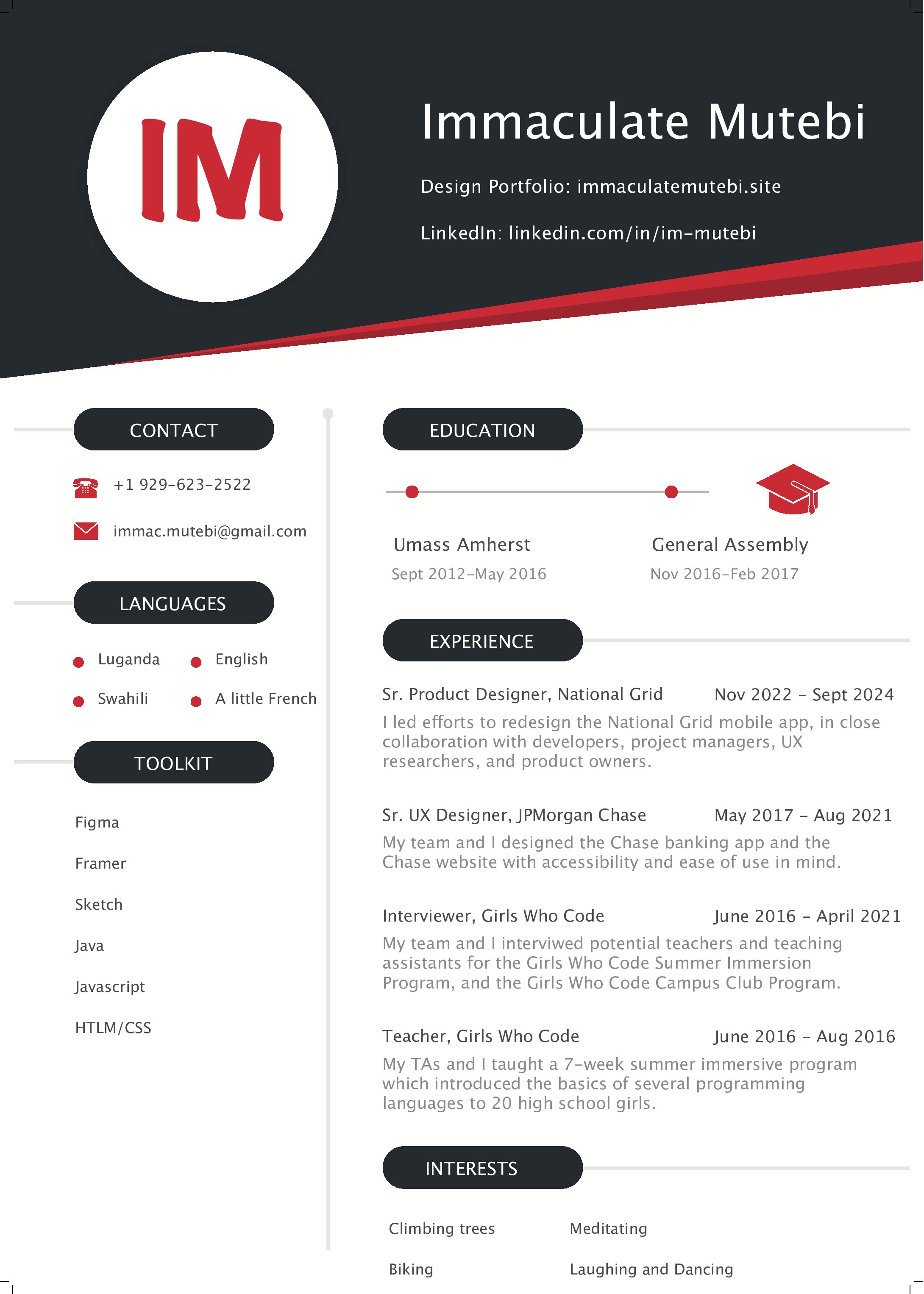 Immaculate Mutebi Resume